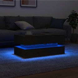 Table basse avec lumières LED chêne noir 90x50x40 cm 