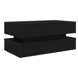Table basse avec lumières LED chêne noir 90x50x40 cm 