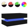 Table basse avec lumières LED chêne noir 90x50x40 cm 