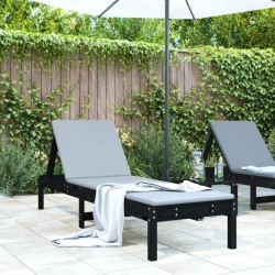 Chaise longue noir 199,5x60x74 cm bois massif de pin 
