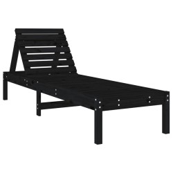 Chaise longue noir 199,5x60x74 cm bois massif de pin 