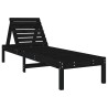 Chaise longue noir 199,5x60x74 cm bois massif de pin 