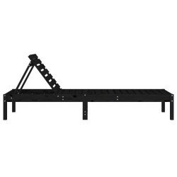 Chaise longue noir 199,5x60x74 cm bois massif de pin 