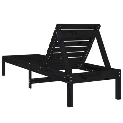 Chaise longue noir 199,5x60x74 cm bois massif de pin 