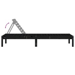 Chaise longue noir 199,5x60x74 cm bois massif de pin 