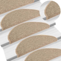 Tapis d'escalier auto-adhésifs 15 pcs Beige foncé 65x21x4 cm 