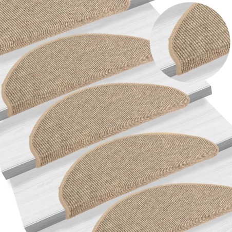 Tapis d'escalier auto-adhésifs 15 pcs Beige foncé 65x21x4 cm 