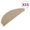Tapis d'escalier auto-adhésifs 15 pcs Beige foncé 65x21x4 cm 