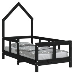Cadre de lit pour enfant noir 70x140 cm bois de pin massif 