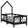 Cadre de lit pour enfant noir 70x140 cm bois de pin massif 
