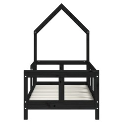 Cadre de lit pour enfant noir 70x140 cm bois de pin massif 