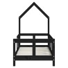 Cadre de lit pour enfant noir 70x140 cm bois de pin massif 