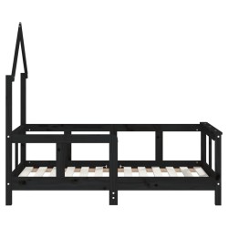 Cadre de lit pour enfant noir 70x140 cm bois de pin massif 