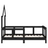 Cadre de lit pour enfant noir 70x140 cm bois de pin massif 