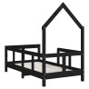 Cadre de lit pour enfant noir 70x140 cm bois de pin massif 