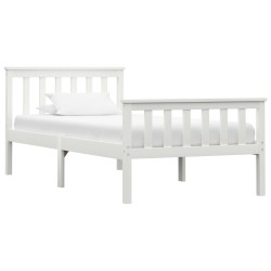 Cadre de lit sans matelas blanc bois de pin massif 100x200 cm 