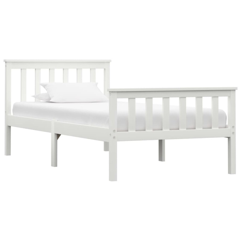 Cadre de lit sans matelas blanc bois de pin massif 100x200 cm Cadre de lit sans matelas blanc bois de pin massif 100x200 cm