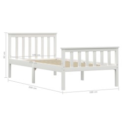 Cadre de lit sans matelas blanc bois de pin massif 100x200 cm 