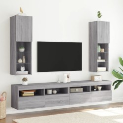 Meubles TV avec lumières LED 2 pcs sonoma gris 30,5x30x102 cm 
