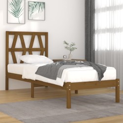Cadre de lit sans matelas marron miel bois massif 100x200 cm 