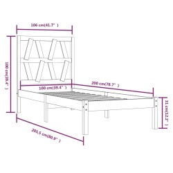 Cadre de lit sans matelas marron miel bois massif 100x200 cm 