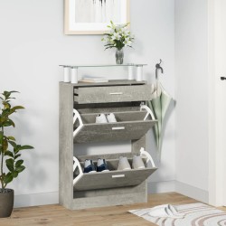 Armoire à chaussures Gris béton 63x24x104 cm Bois d'ingénierie 