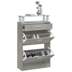 Armoire à chaussures Gris béton 63x24x104 cm Bois d'ingénierie 