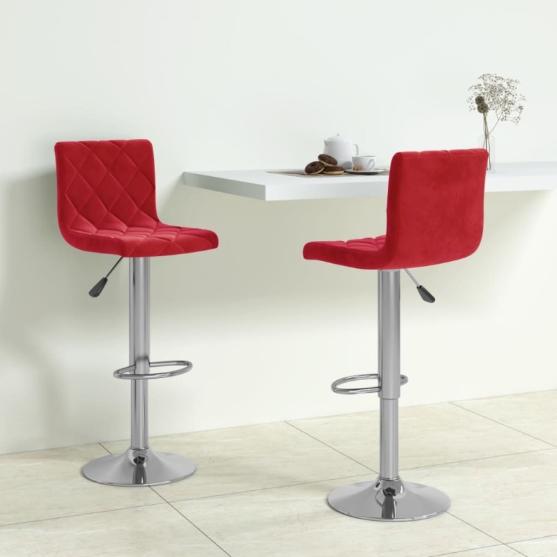 Tabourets de bar lot de 2 rouge bordeaux velours Tabourets de bar lot de 2 rouge bordeaux velours