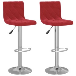 Tabourets de bar lot de 2 rouge bordeaux velours 