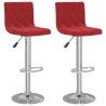 Tabourets de bar lot de 2 rouge bordeaux velours 