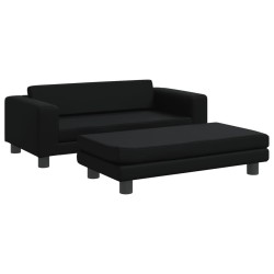 Canapé avec repose-pied pour enfants noir 100x50x30 cm 