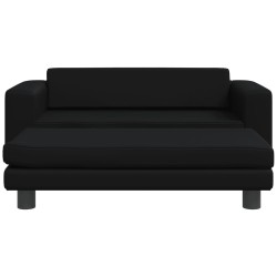 Canapé avec repose-pied pour enfants noir 100x50x30 cm 