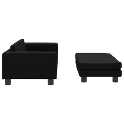 Canapé avec repose-pied pour enfants noir 100x50x30 cm 