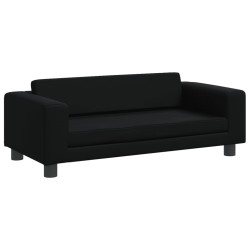 Canapé avec repose-pied pour enfants noir 100x50x30 cm 