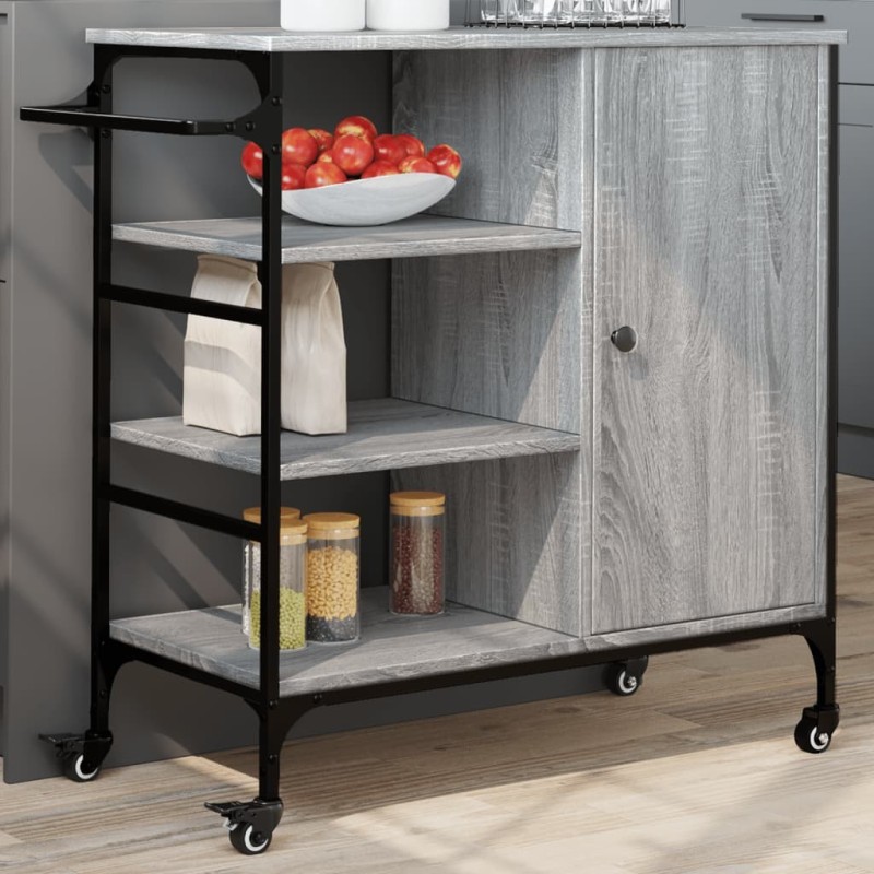 Chariot de cuisine sonoma gris 87,5x38,5x84,5cm bois ingénierie 