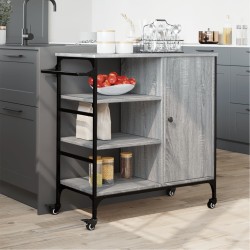 Chariot de cuisine sonoma gris 87,5x38,5x84,5cm bois ingénierie 