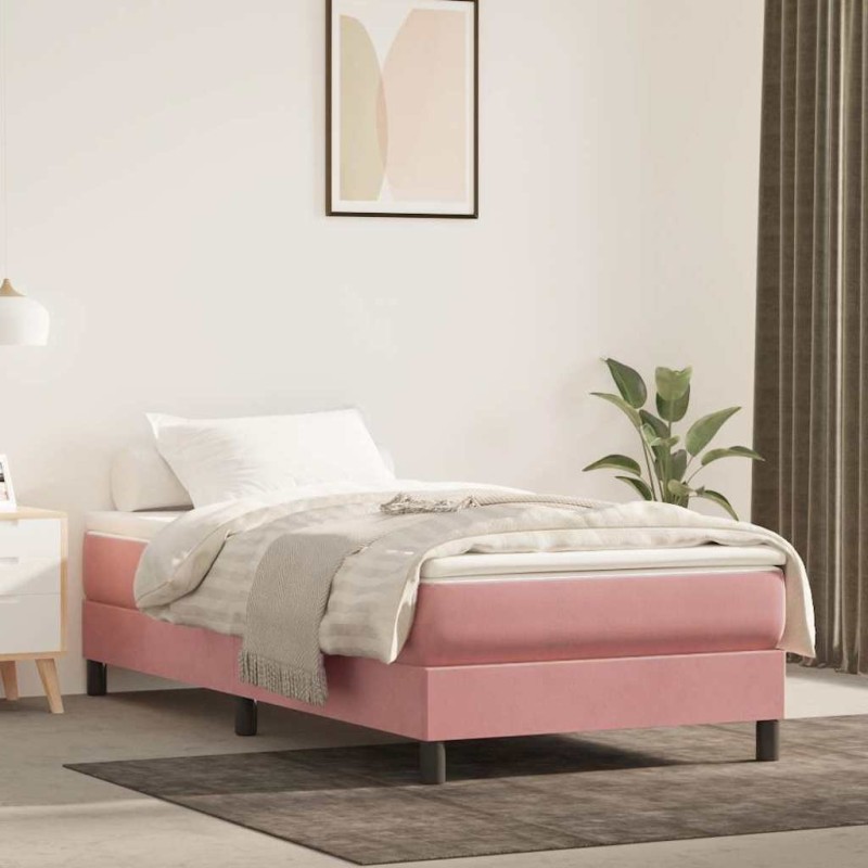Matelas de lit à ressorts ensachés rose 80x220x20 cm velours 