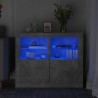 Armoires latérales et lumières LED 2 pcs gris béton 