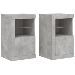 Armoires latérales et lumières LED 2 pcs gris béton 
