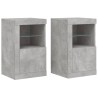 Armoires latérales et lumières LED 2 pcs gris béton 