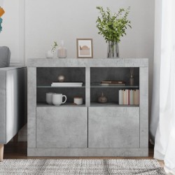 Armoires latérales et lumières LED 2 pcs gris béton 