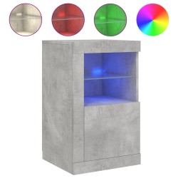 Armoires latérales et lumières LED 2 pcs gris béton 