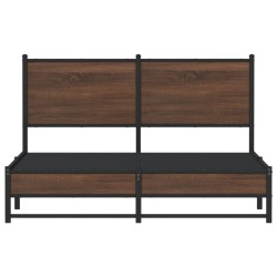Cadre de lit en métal sans matelas chêne marron 137x190 cm 