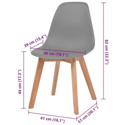 Chaises à manger lot de 2 Gris Plastique 