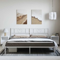 Cadre de lit métal sans matelas et tête de lit blanc 183x213 cm 