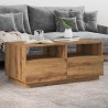 Table basse avec lumières LED chêne artisanal 90x49x40 cm 