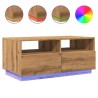Table basse avec lumières LED chêne artisanal 90x49x40 cm 