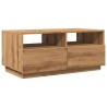 Table basse avec lumières LED chêne artisanal 90x49x40 cm 