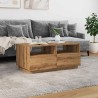 Table basse avec lumières LED chêne artisanal 90x49x40 cm 