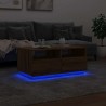 Table basse avec lumières LED chêne artisanal 90x49x40 cm 